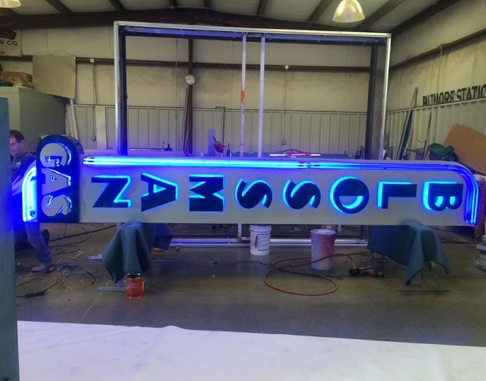 A large, retro-style 