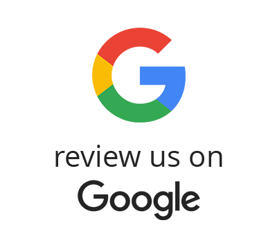 “Review us on Google” text with the multicolor Google “G” logo.