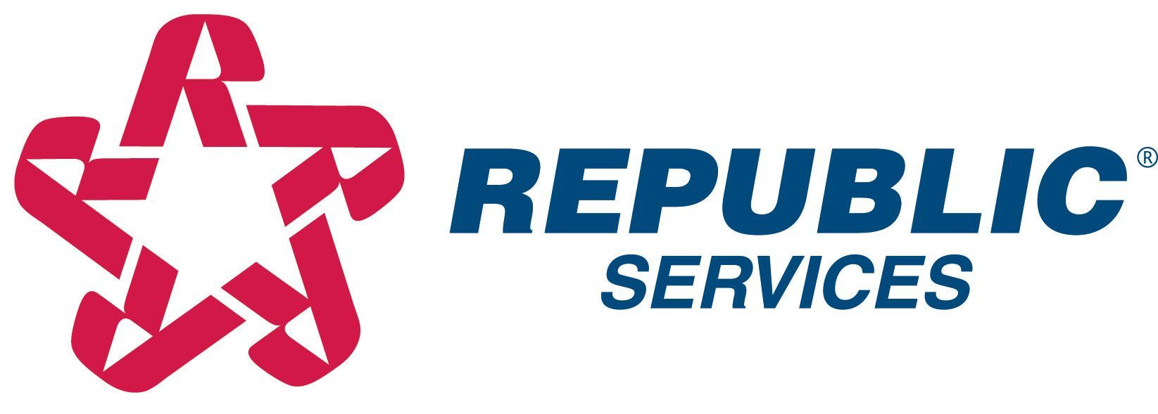 The republic services logo is red and blue with a star in the middle.