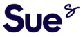Stylized navy-blue “Sue” text logo on a white background