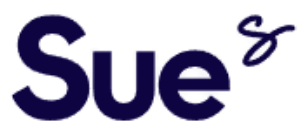 A blue sue logo on a white background