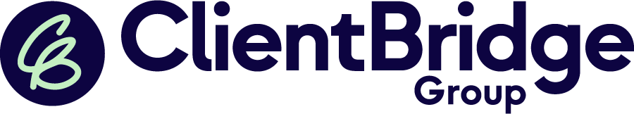 A logo for client bridge group is shown on a white background.