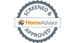 A screened and approved home advisor logo on a white background