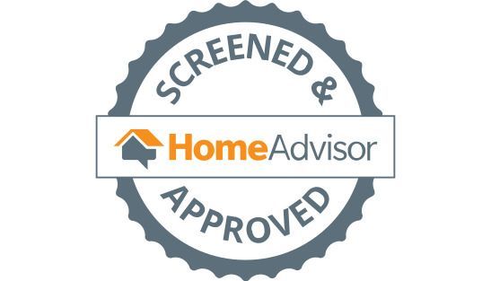 A screened and approved home advisor logo on a white background