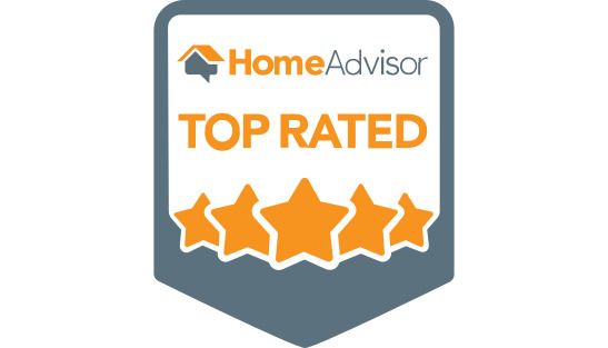 A home advisor top rated badge with four stars on it.