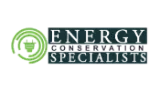 The logo for energy conservation specialists is green and black.