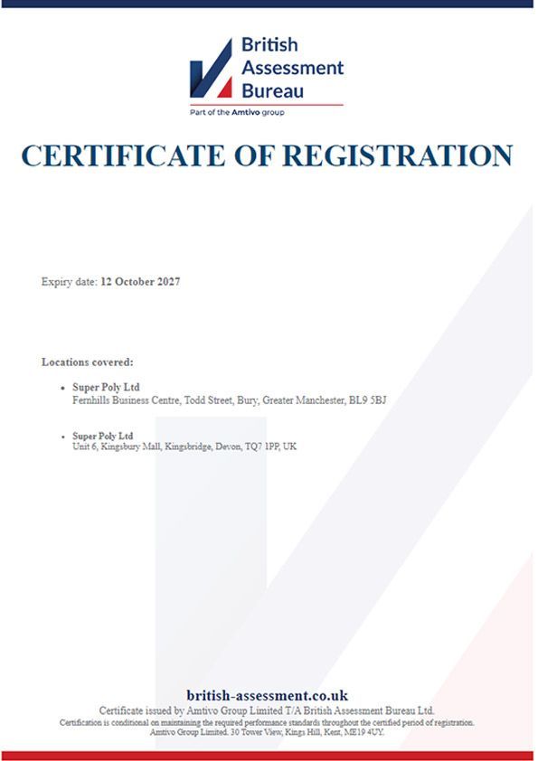 a page from the british assessment bureau with a blue and red border .