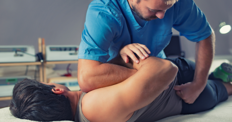 man in physical therapy after an accident 