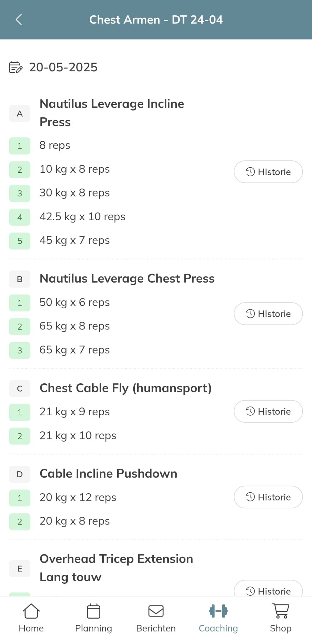 Een screenshot van een lijst met items op een telefoon.