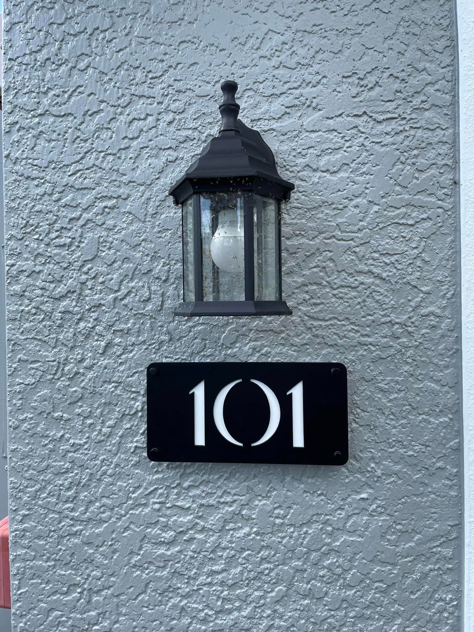 Black house number plaque 