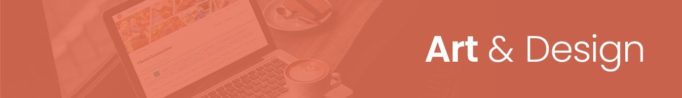 A red background with the words art and design on it