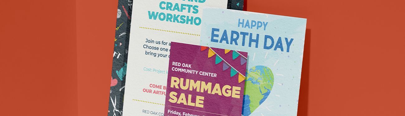 Two posters for earth day are sitting on top of each other on a red background.