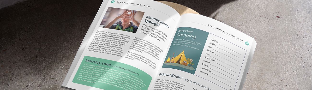 A newsletter open to a center fold