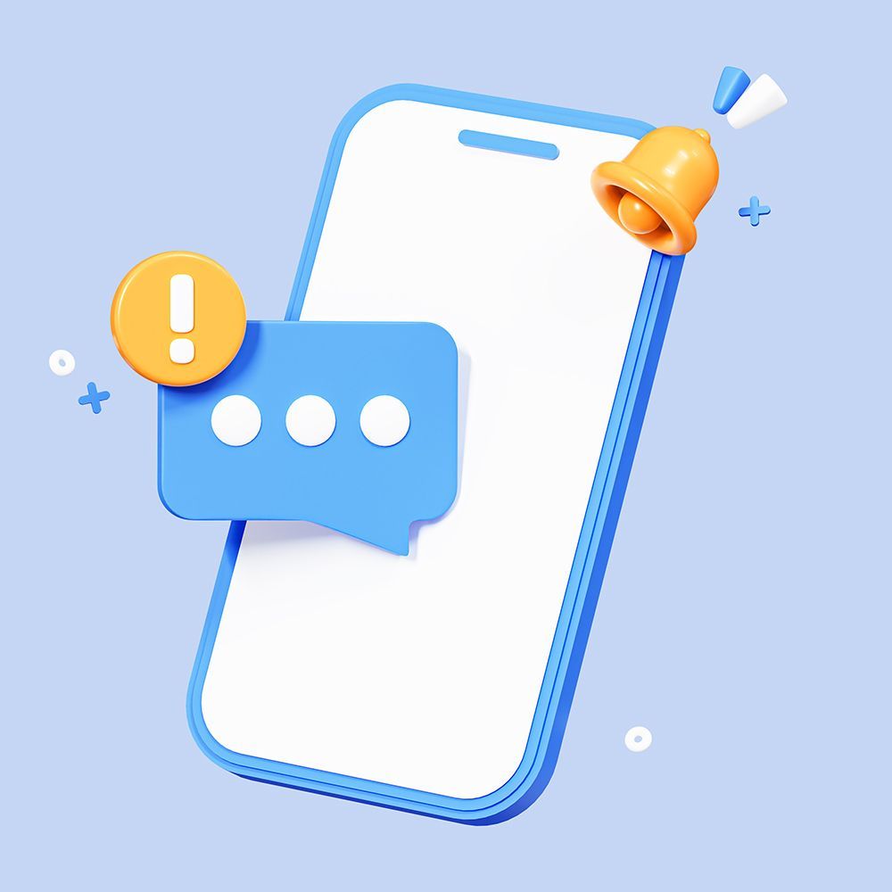 Cartoon phone with a text message notification