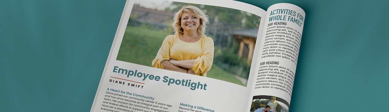 A magazine is open to a page with a picture of a woman.