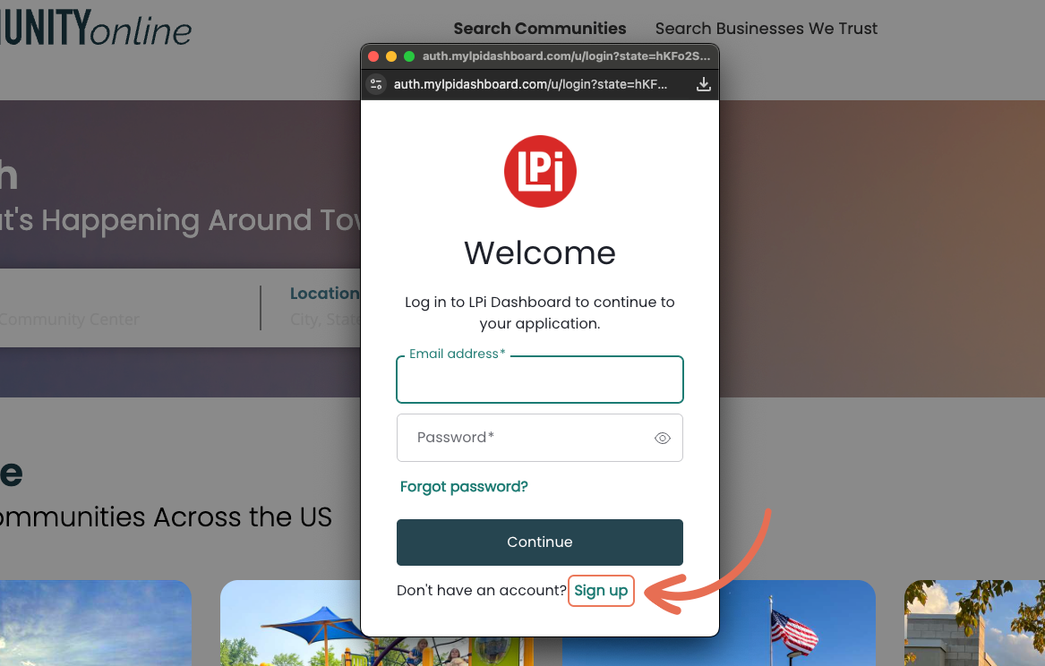 A screenshot of a welcome page on a website.