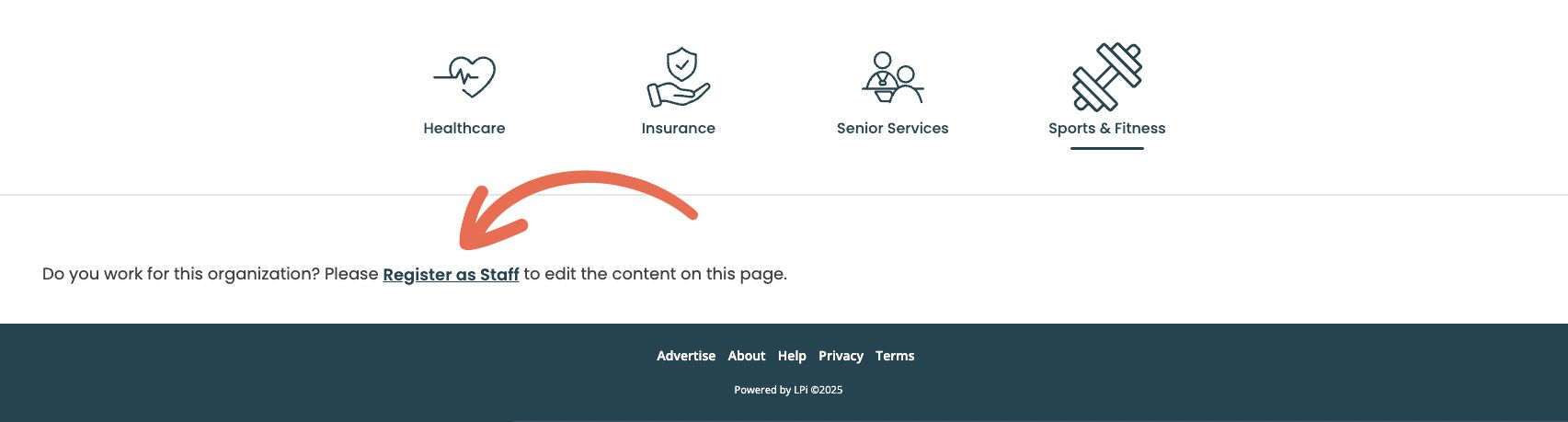A screenshot of a website that says staff are eligible to modify this information.