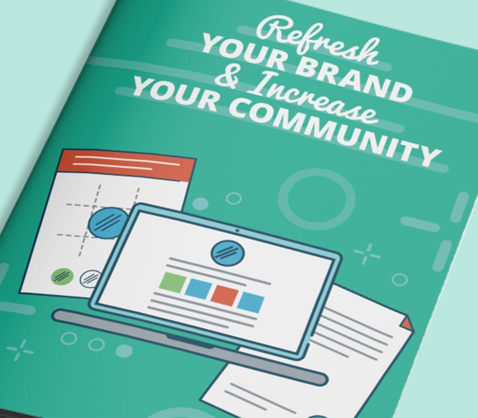 A book titled refresh your brand and increase your community.