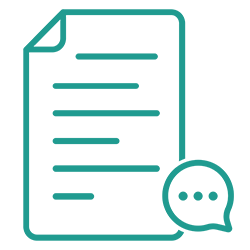 A sheet of paper with a speech bubble next to it.