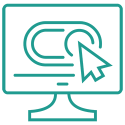 A computer monitor with a mouse pointer on it.