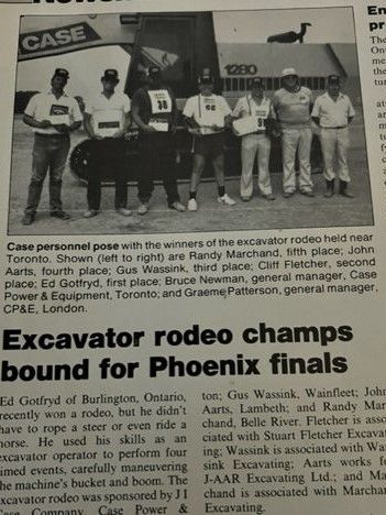 a newspaper article about excavator rodeo champs bound for phoenix finals