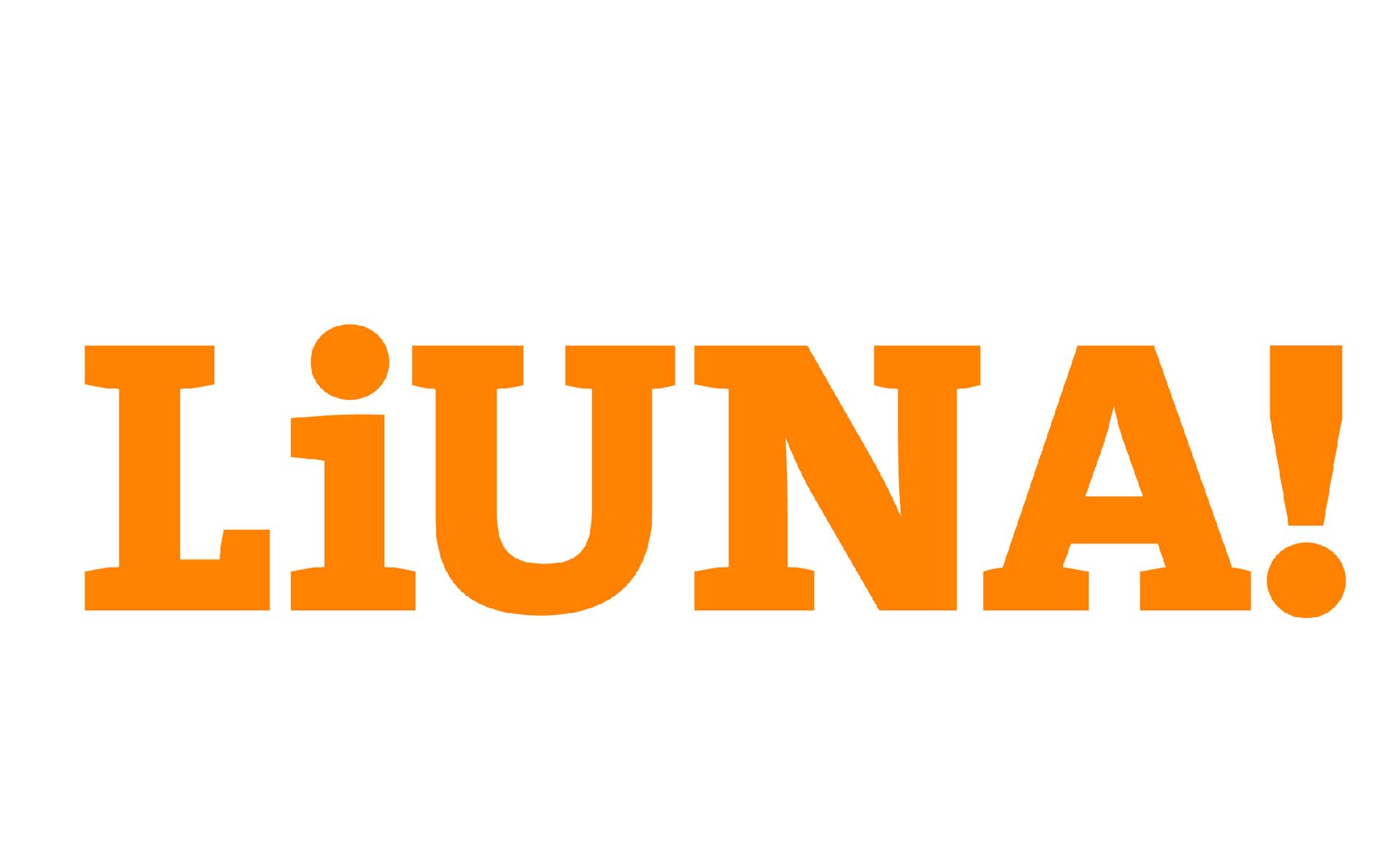 the word liuna that is orange on a white background