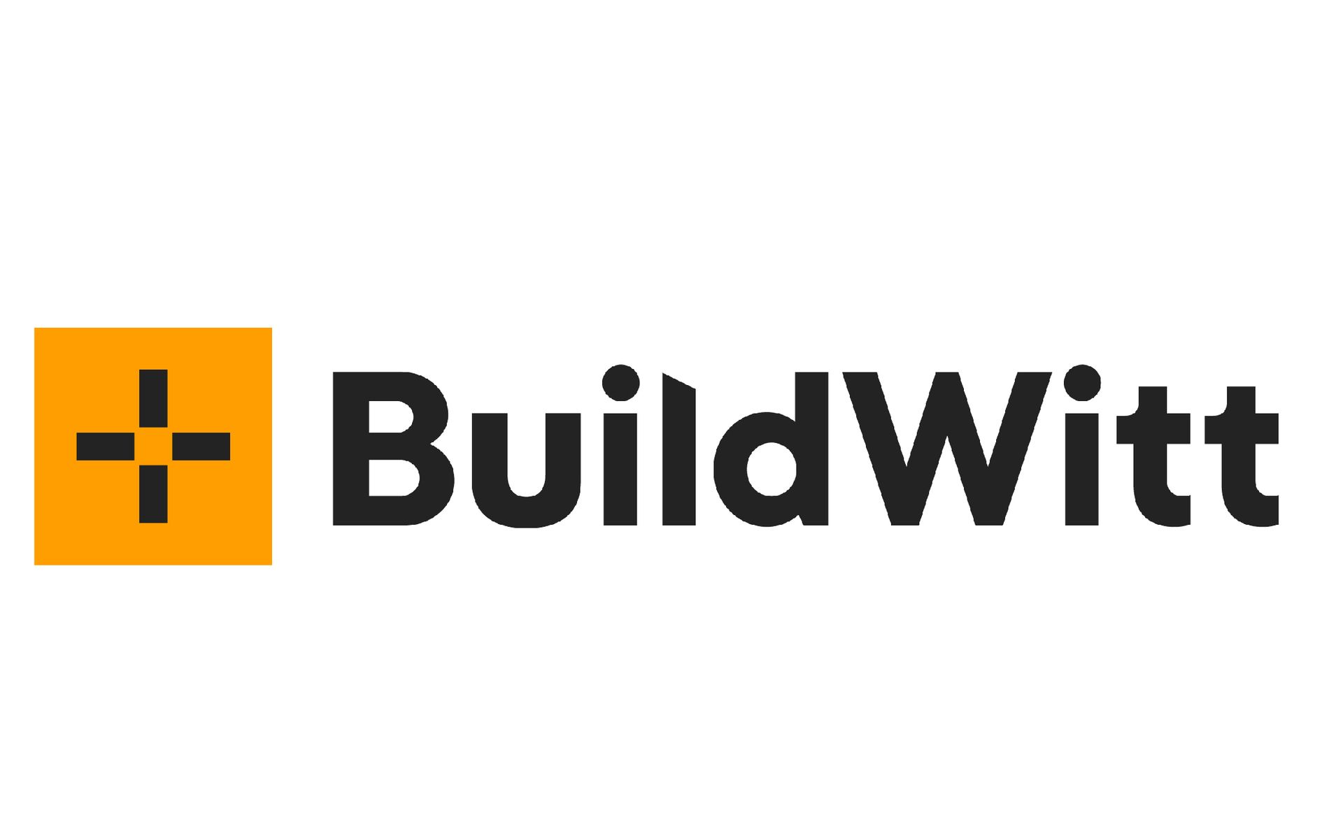 a logo for build witt with a yellow square in the middle .