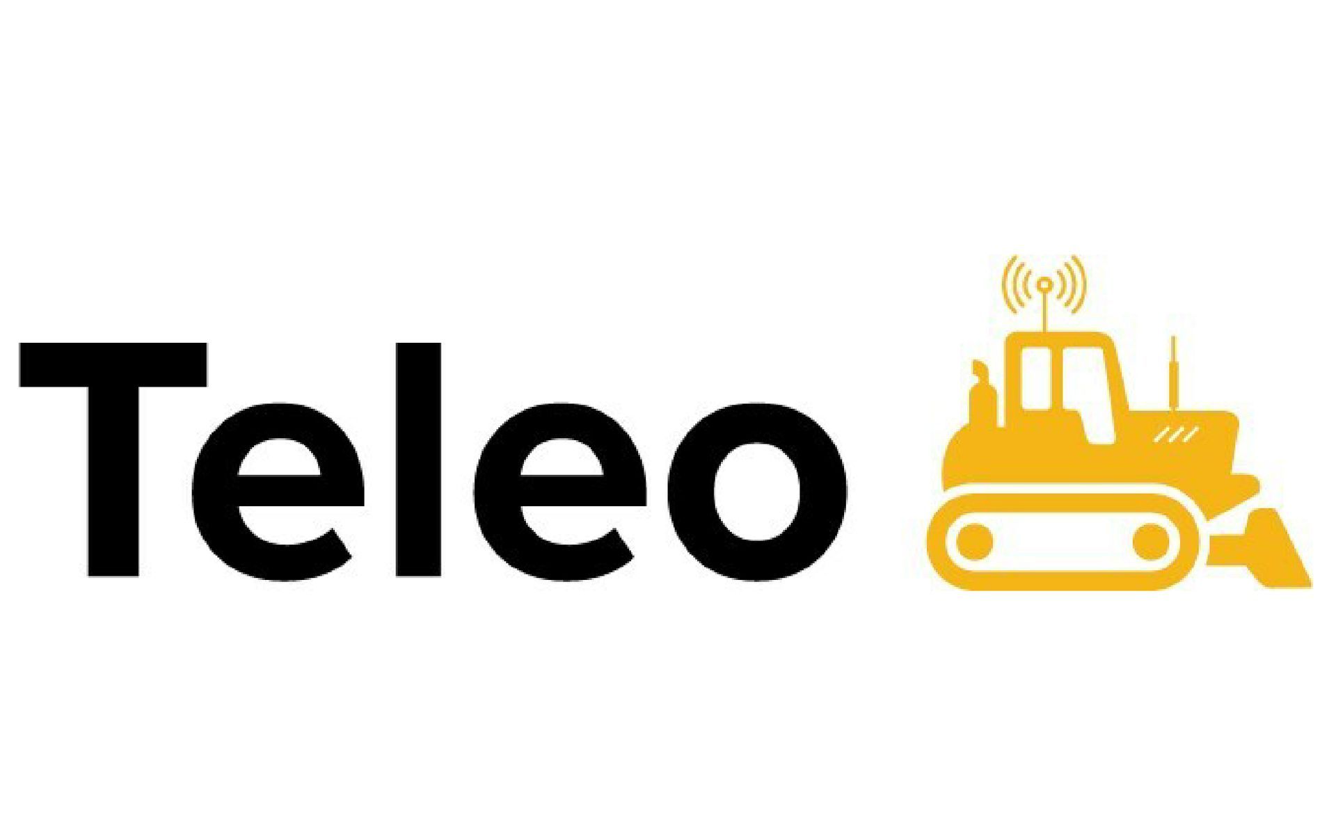 the logo for teleo is a bulldozer with a antenna on top of it .