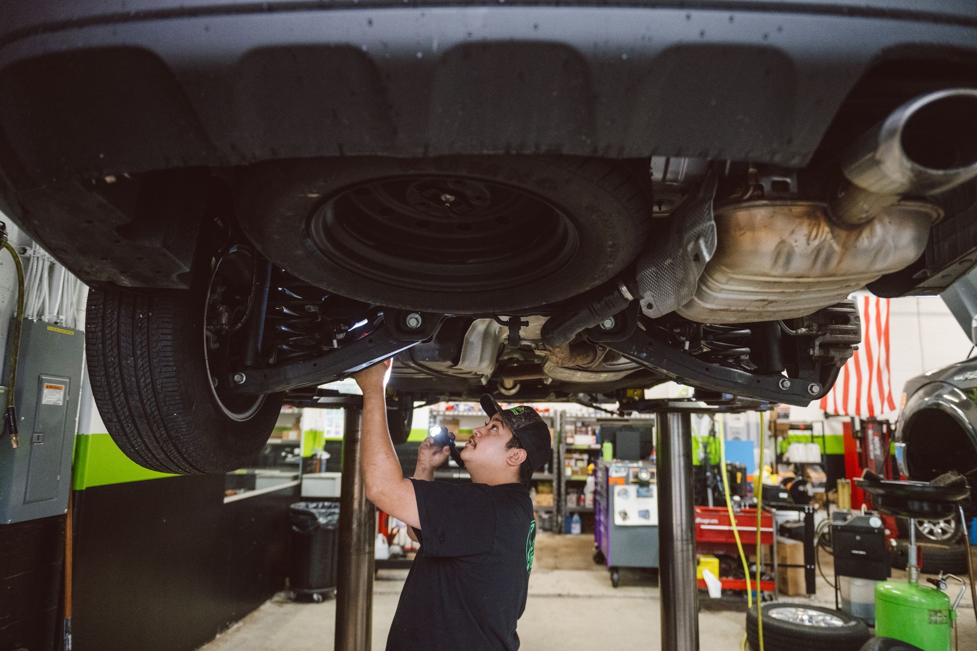 mechanic working on car