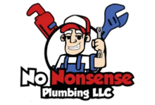 Cartoon plumber with wrench and pipe wrench, surrounded by tools.