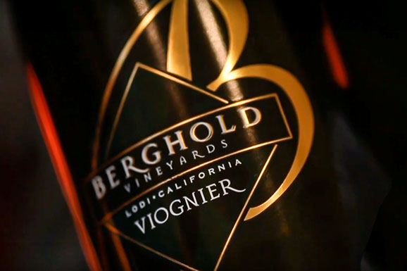 A bottle of berghold vineyards viognier wine from california