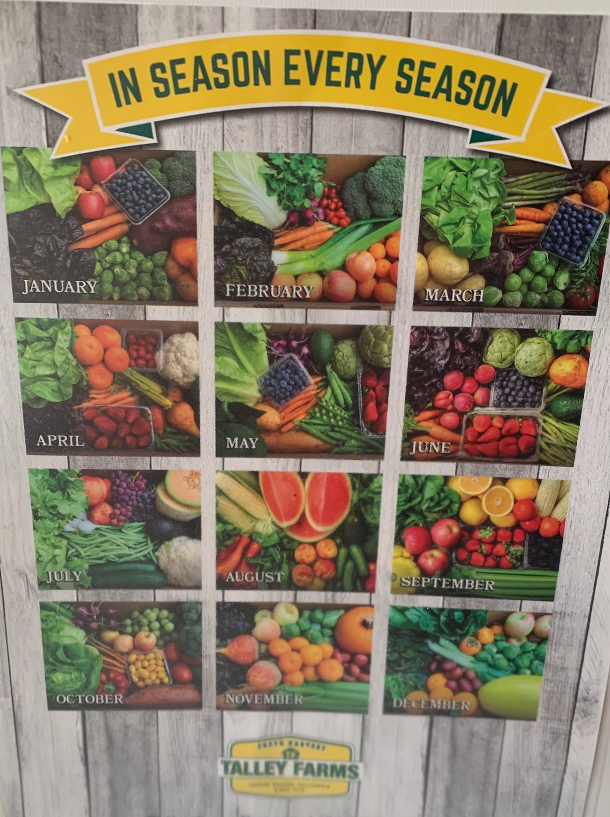 A poster that says in season every season on it