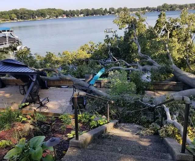 Storm Damage Before Other Angle — Niles, MI — American Tree Care