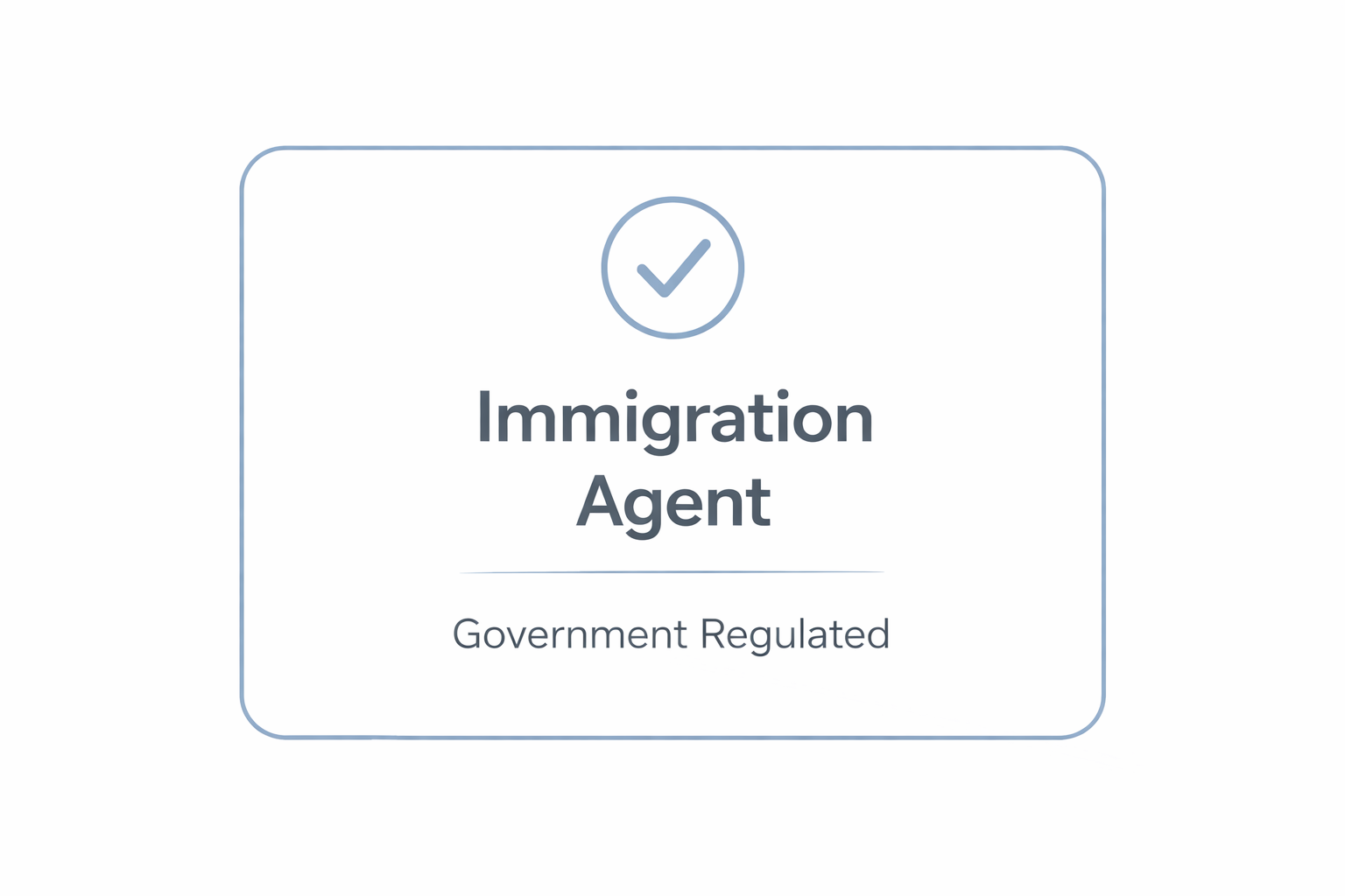 A dark blue square badge featuring a light blue shield outline, a stylized checkmark logo, and the text