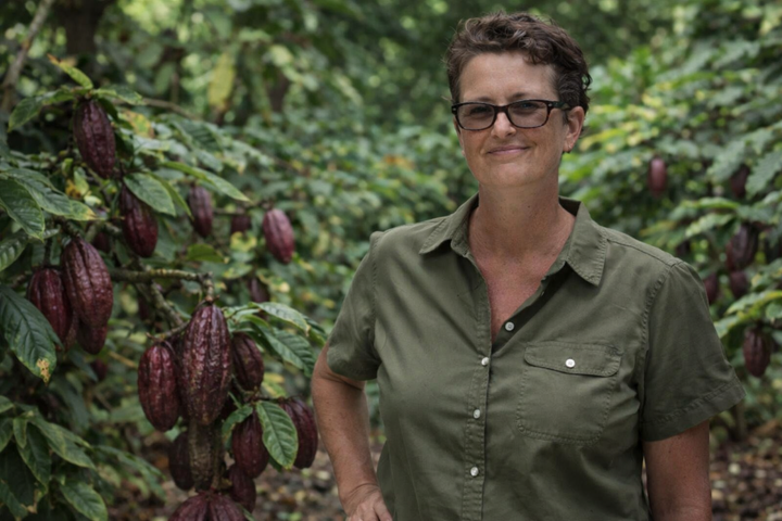Justine Murray in a Cocoa field