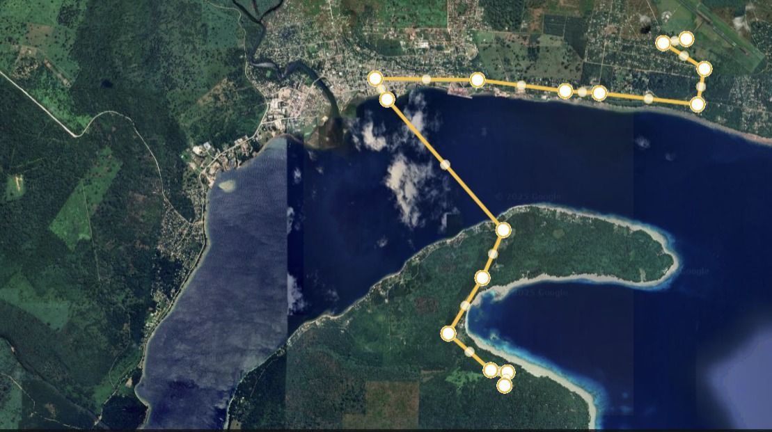 Lines from Aore Island to Santo Airport