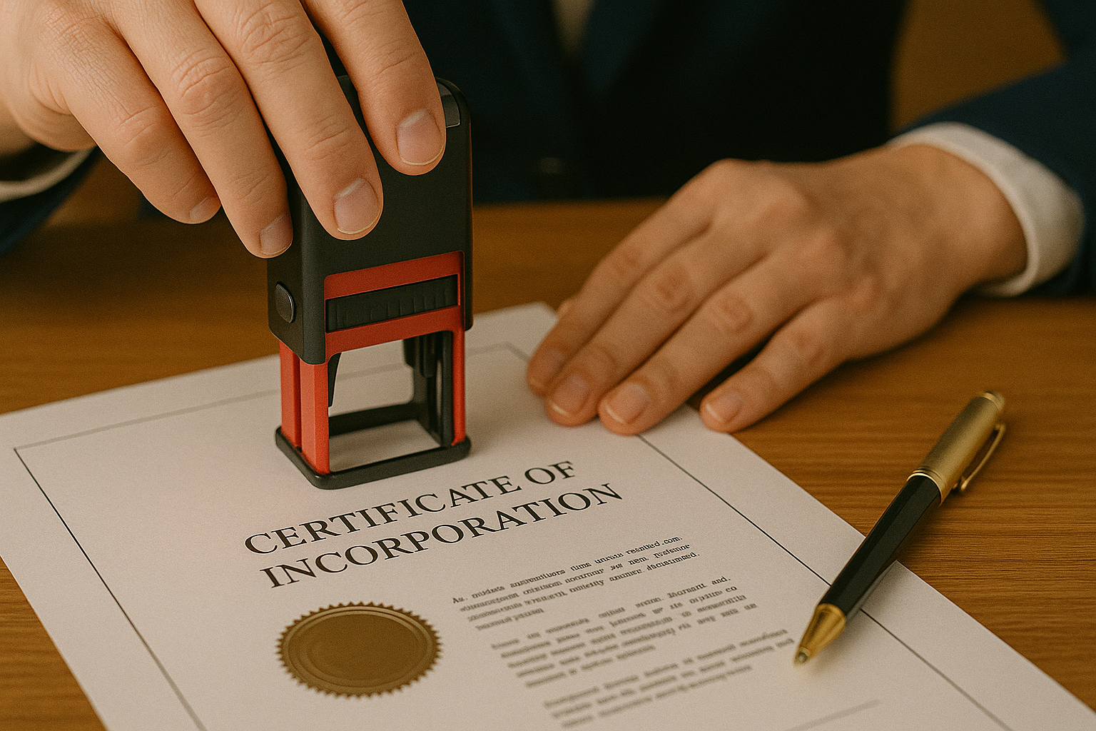 Vanuatu Certificate of Incorporation being stamped – business registration process.”