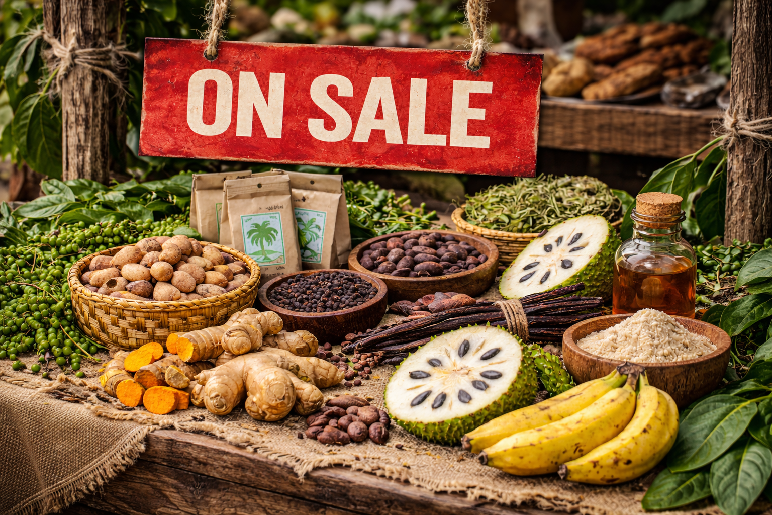 Fruits with a sign saying on Sale