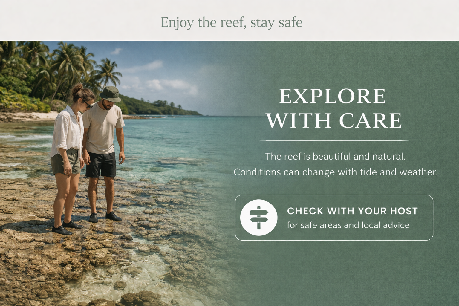 Man and woman with a coconut frond weaving