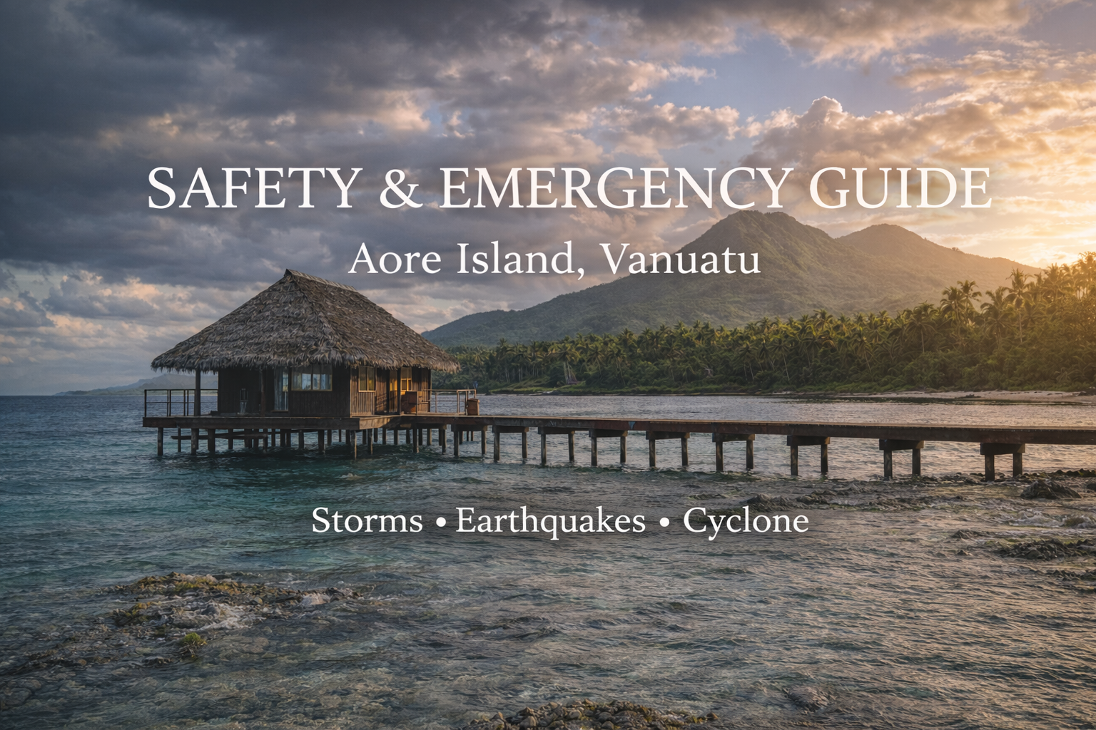 Image on a jetty with words safety and emergency guide