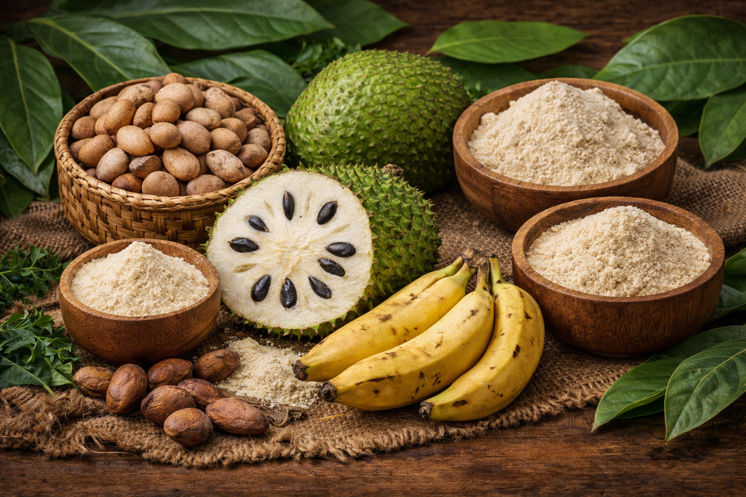 Wild harvest foods from Phoenix Plantation Aore Island Vanuatu