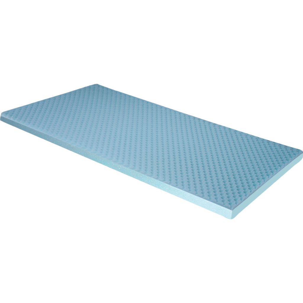 A Drive Medical foam mattress topper in dark blue with a branded cover, shown at an angle on a white background.