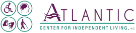 Atlantic Center for Independent Living logo in purple and teal with accessibility icons