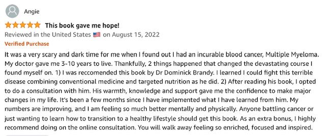 A person is giving a review of a book on amazon.