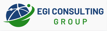A blue and green logo for egi consulting group