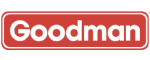 A red button with the word goodman on it.