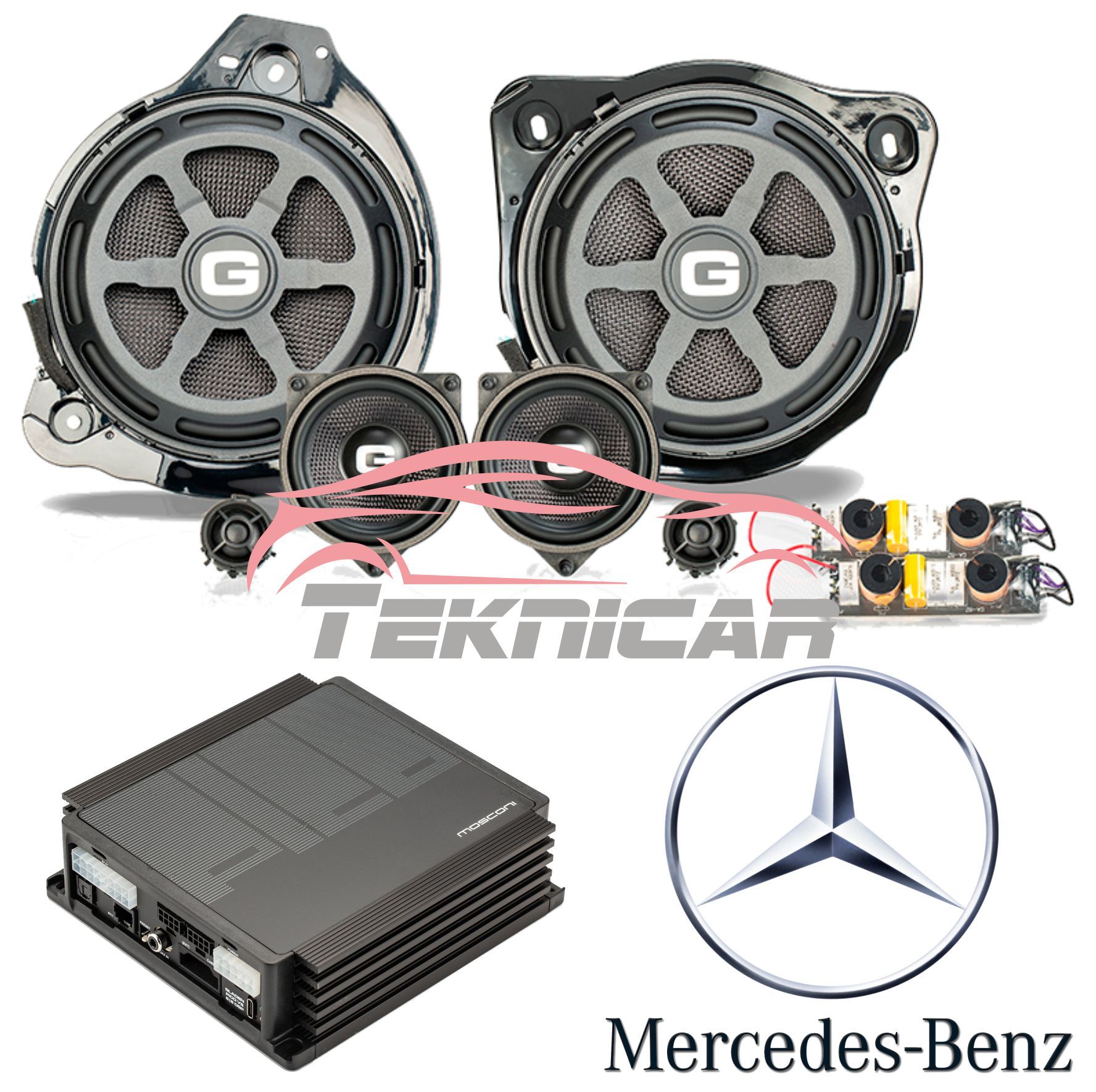Conjunto sonido Premium Mercedes c y glc Gladen - Mosconi