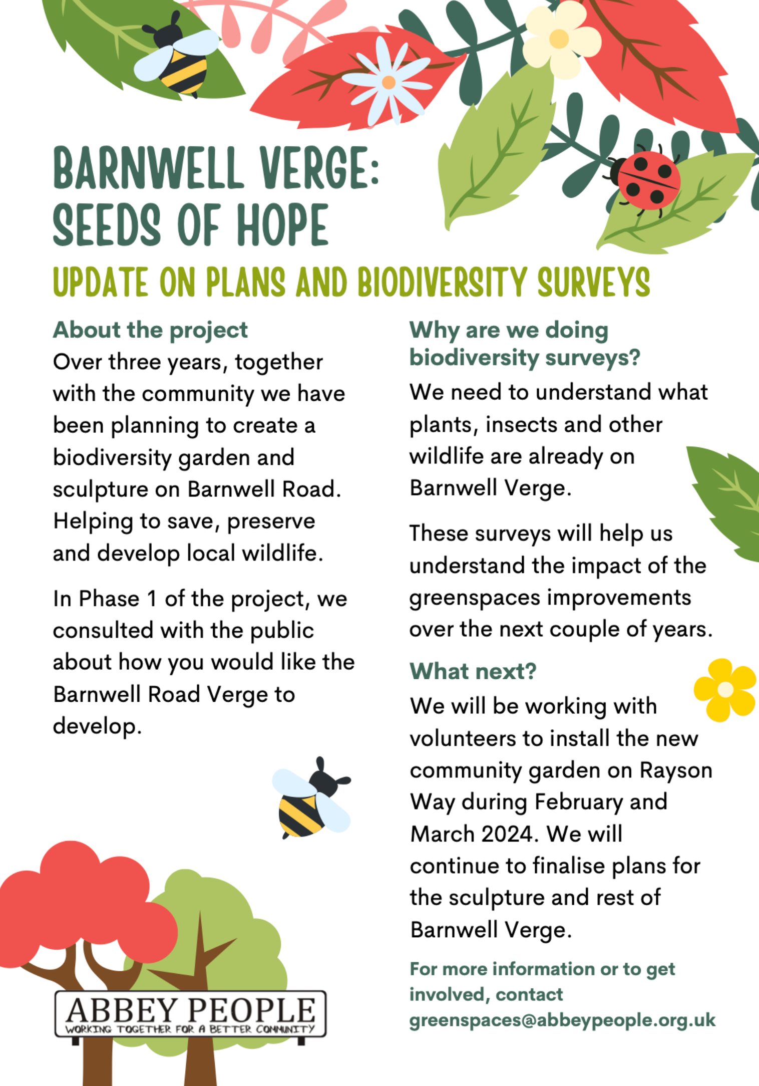 Barnwell verge : seeds of hope update on plans and biodiversity surveys