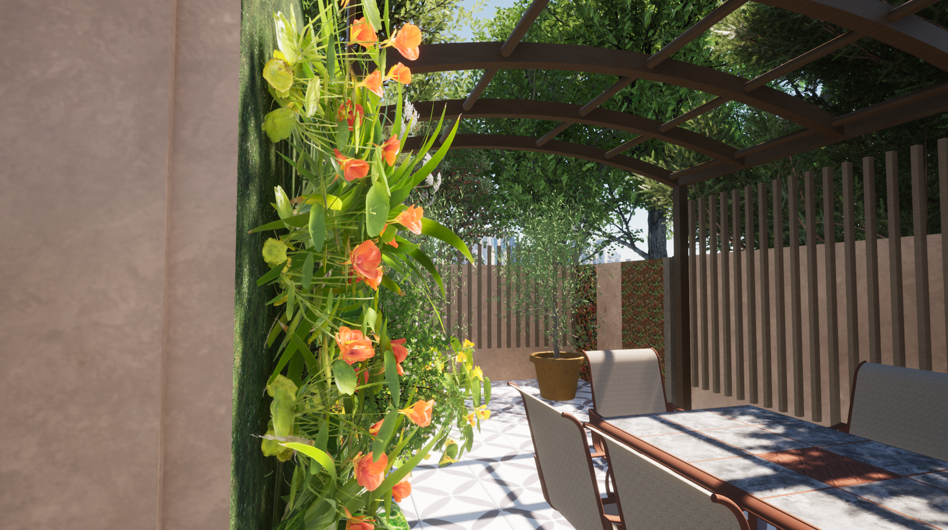 A dirt field with a fence and trees in the background.