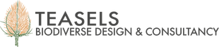 A logo for a company called teasells biodiverse design & consultancy